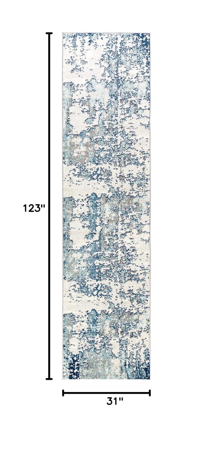 Livabliss Sunderland Modern Abstract Runner Area Rug,2'7" x 10'3",Blue