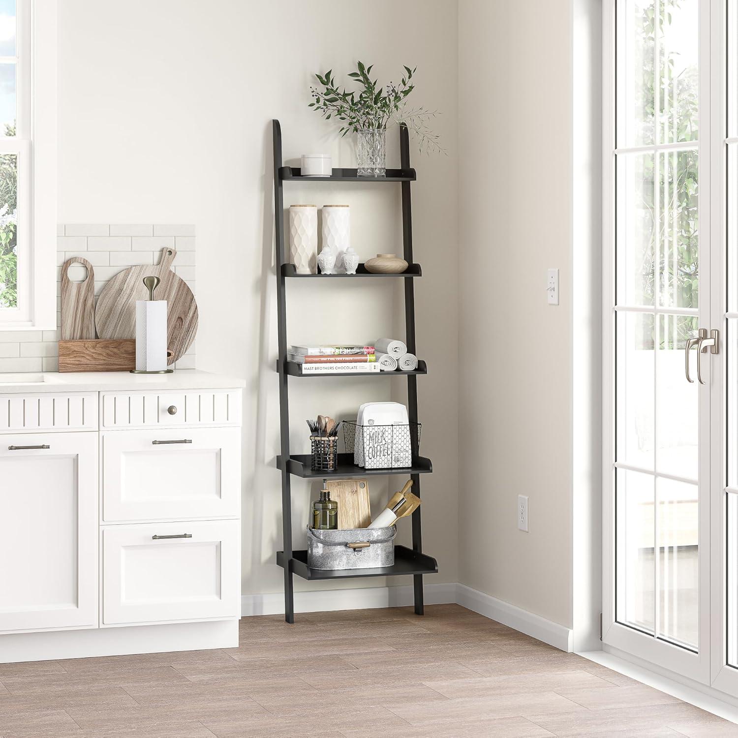 Ballucci Lado 5-Tier 67" H x 18" W Wood Leaning Ladder Bookcase
