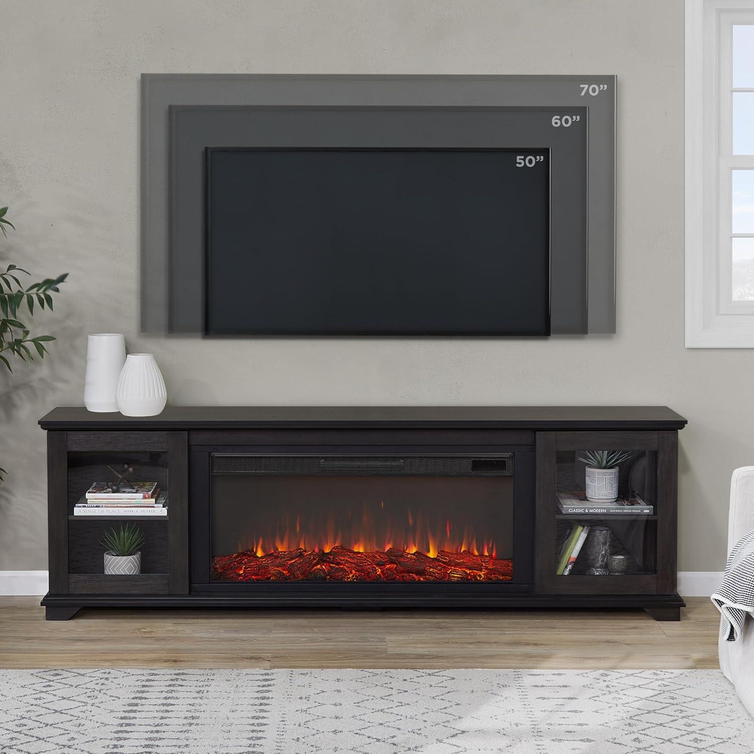 Real Flame Benjamin 81" Landscape TV Stand with Electric Fireplace by Real Flame