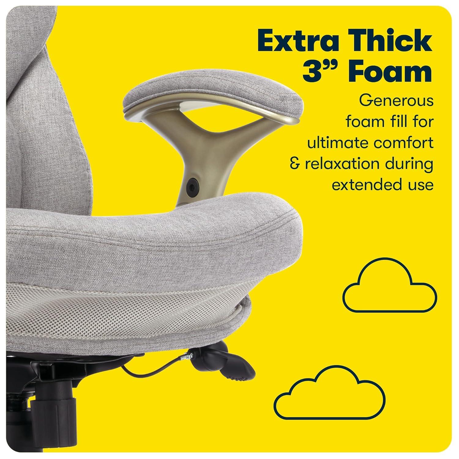 Works Executive Office Chair Light Gray : Serta, Ergonomic, Pneumatic Height Adjustment, Bonded Leather