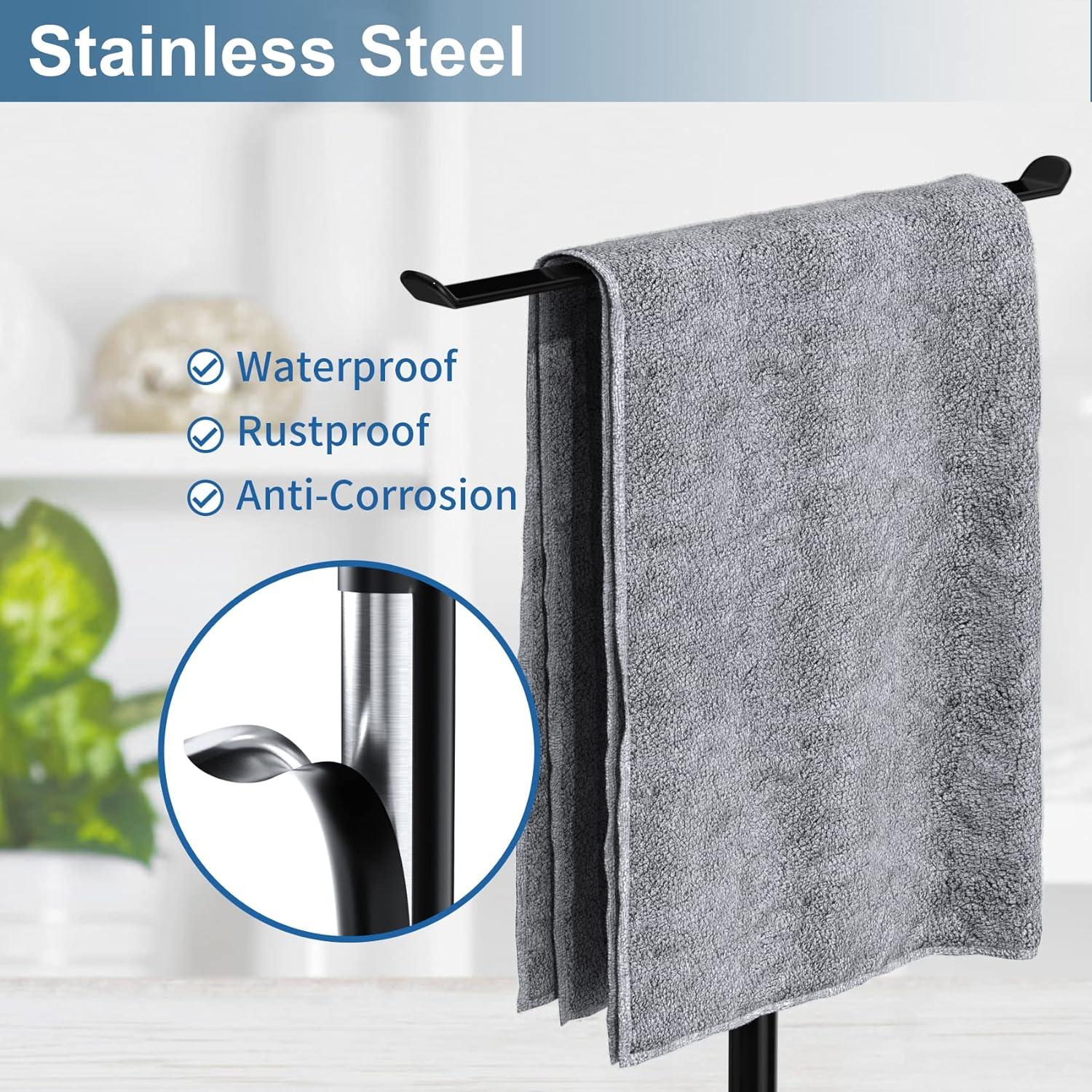 Hand Towel Holder For Bathroom, T-Shape Towel Rack Free-Standing, Highweight Base Bathroom Towel Rack, Stainless Steel Hand Towel Stand, Bathroom Organizer Countertop