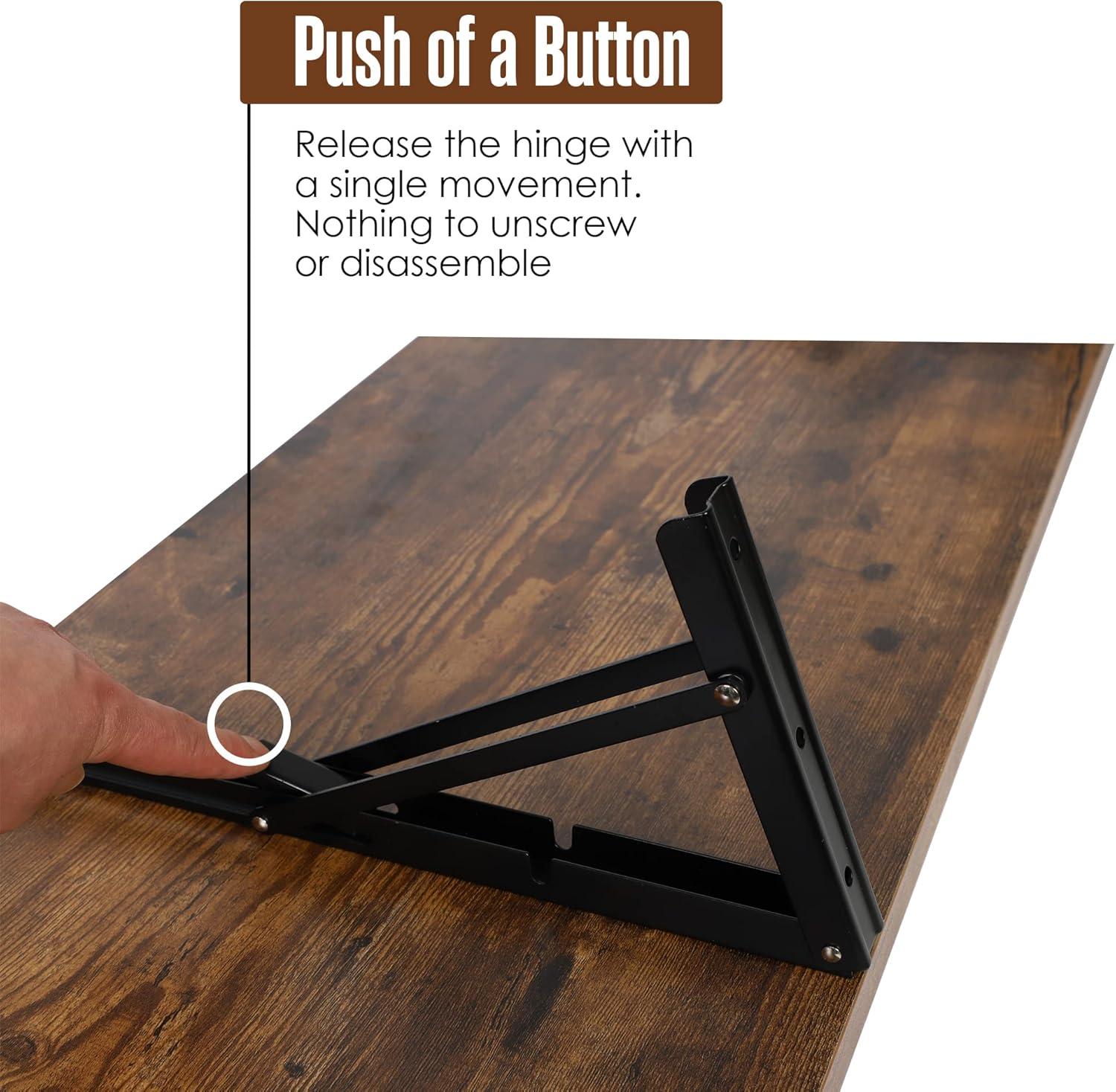 Houseables Wall Mounted Desk, Murphy Desk, Wall Mounted Folding Table, Laundry Folding Table, Fold Down Work Bench, Foldable Mount Station, Floating Bar, Hanging, Dining Room, Kitchen, 48 x 16, Brown