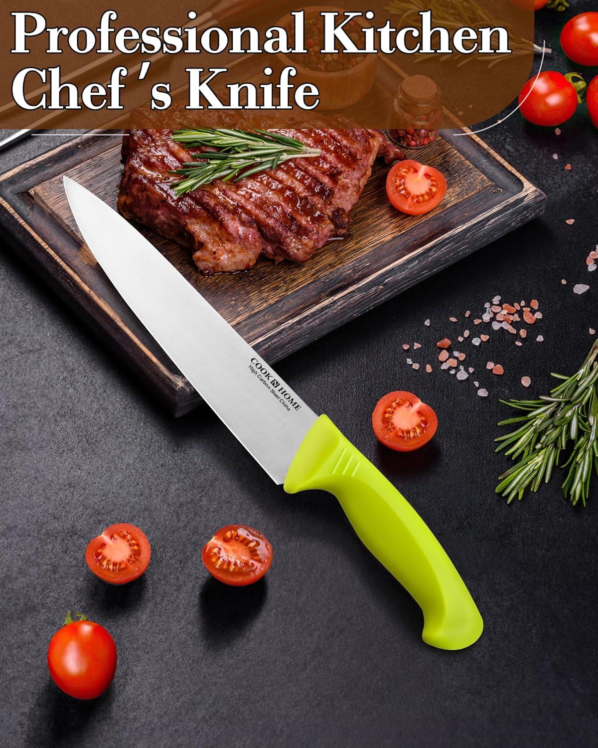 8-Inch Stainless Steel Chef's Knife with Green Handle