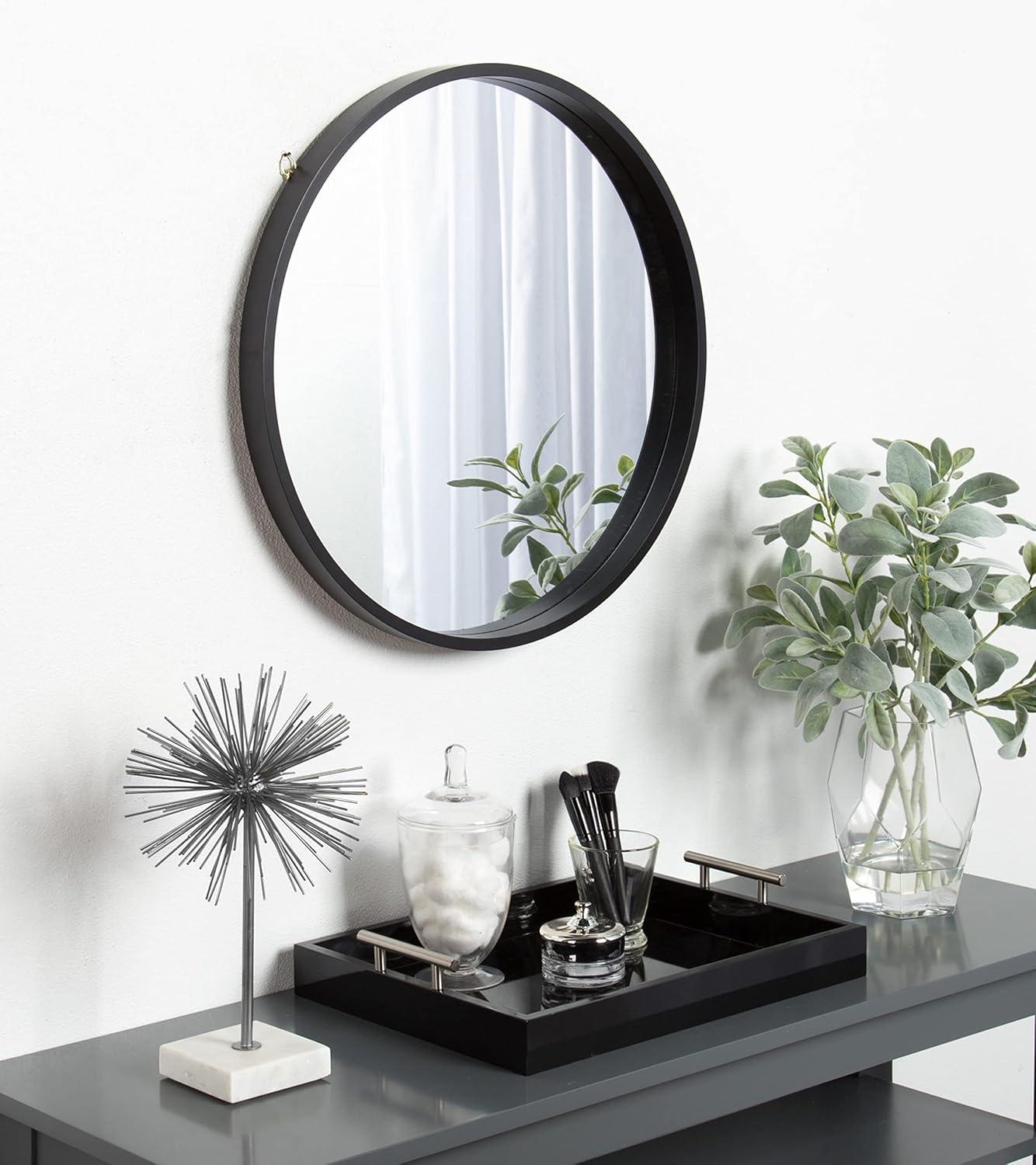 Travis Round Wood Accent Wall Mirror - Kate and Laurel All Things Decor