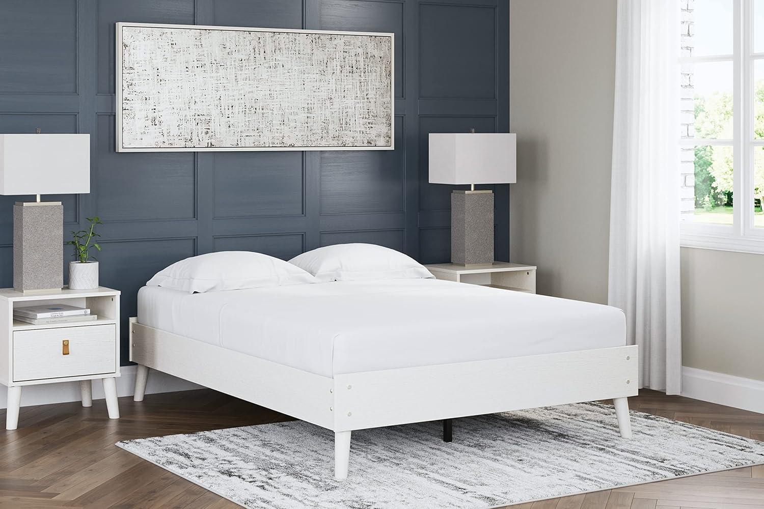 Full Aprilyn Platform Bed White - Signature Design by Ashley: Sleek, No Box Spring Required