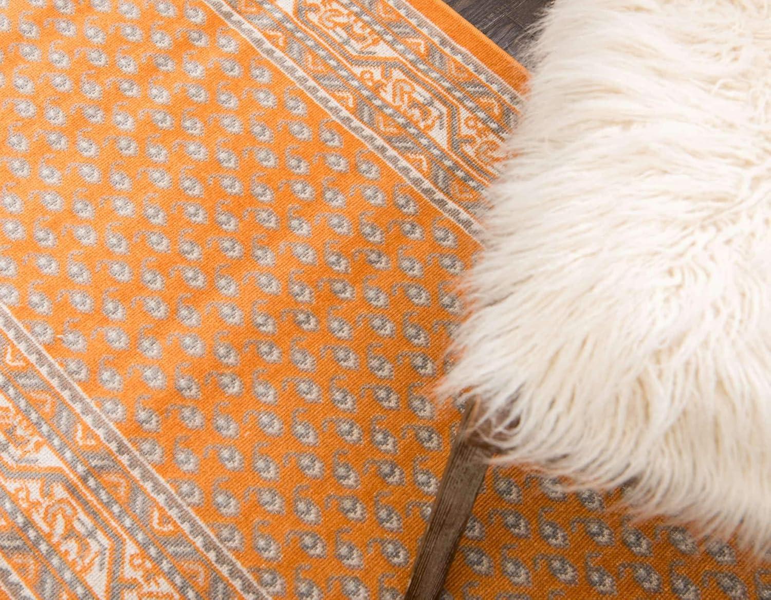 Unique Loom Williamsburg Collection Area Rug - Allover (2' 9" x 9' 10" Runner Orange/Gray)