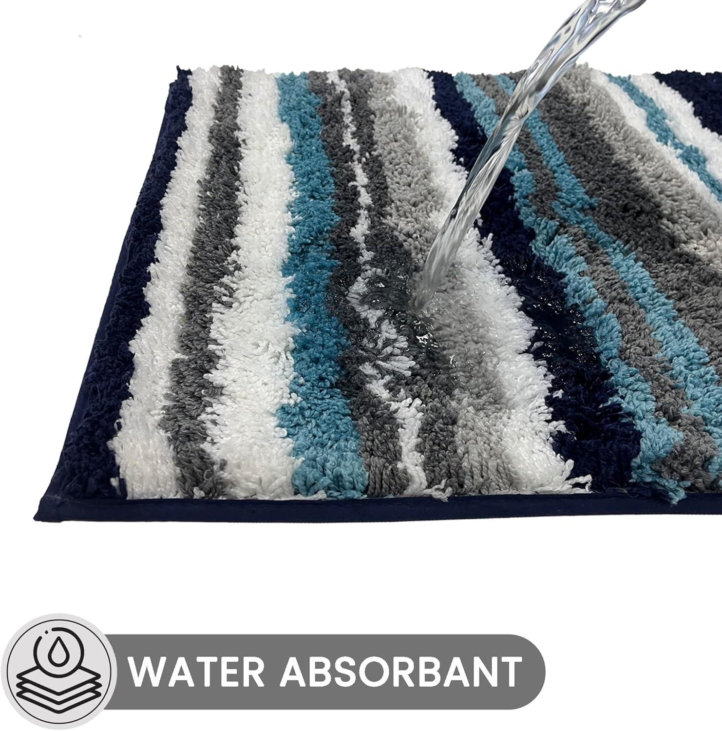 Better Trends Griffie 100% Polyester TPR Backing Tufted Bath Rug 24" x 36" Rectangle - Blue