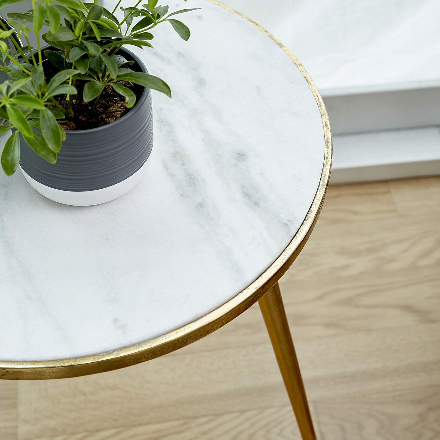 Contemporary Marble Accent Table Gold - Olivia & May: Indoor Use, Splayed Legs, Modern Style