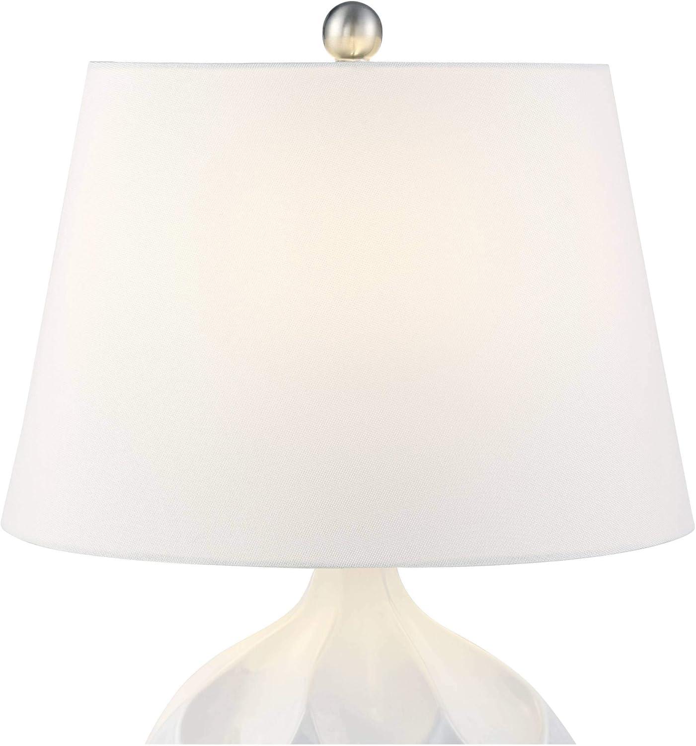 360 Lighting Dobbs Modern Mid Century Accent Table Lamp 22 1/2" High White Glaze Geometric Ceramic Oval Shade for Bedroom Living Room Bedside Office