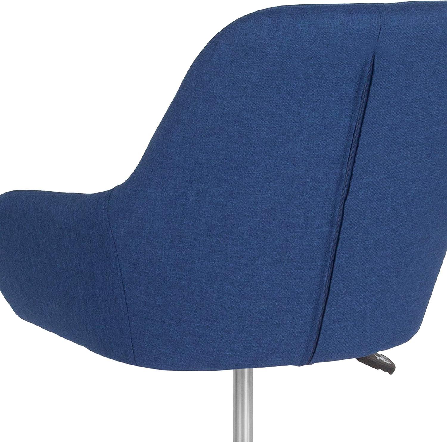 Blue Fabric Mid-Back Ergonomic Swivel Office Chair