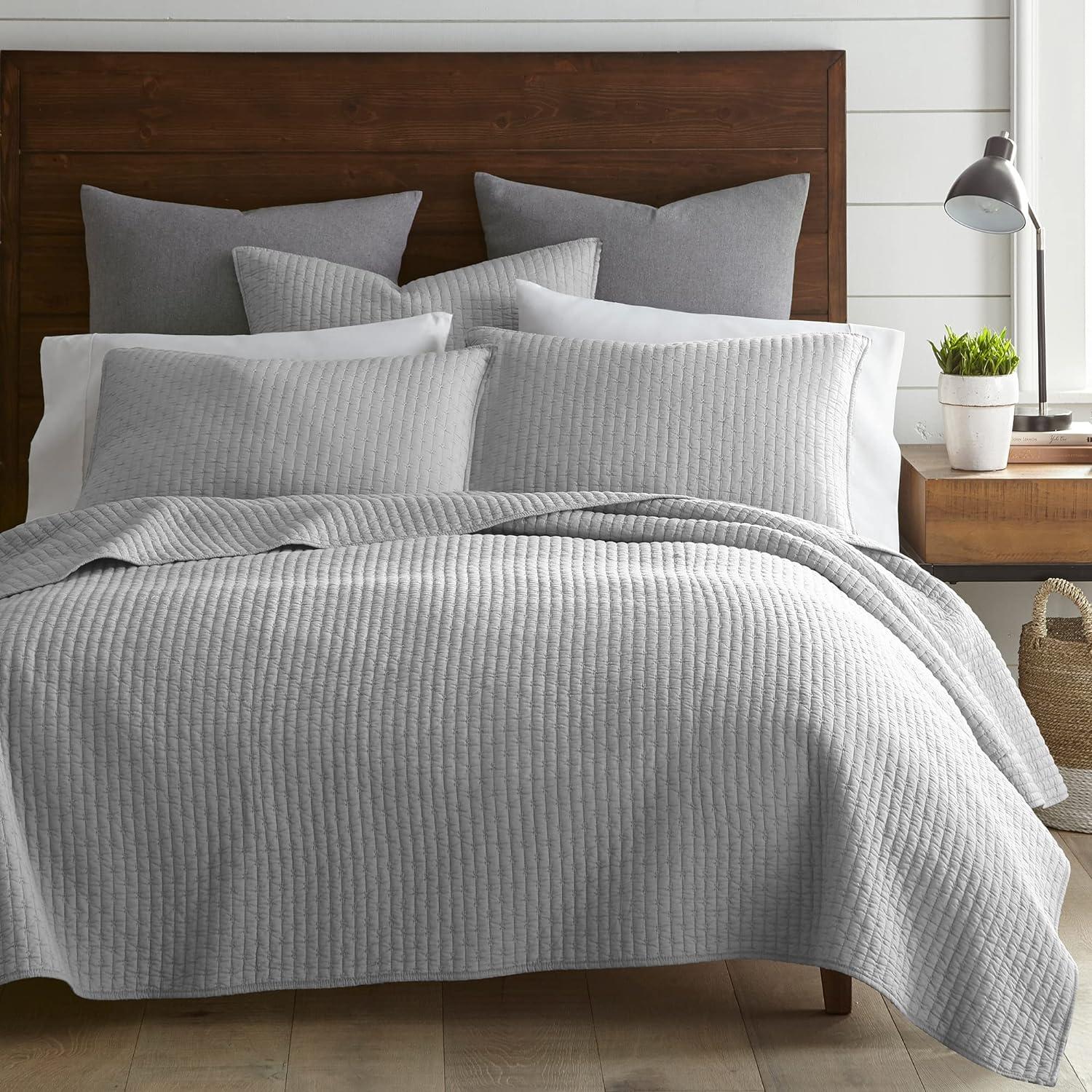 Gray Solid Quilt and Sham Set (Queen) 3pc - The Industrial Shop