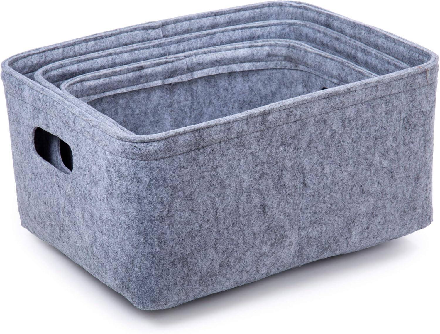 Truu Design Stylish Felt Fabric Storage Basket in Gray Tone (Set of 3)