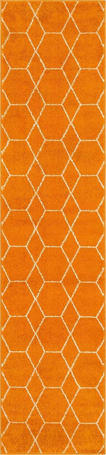 Unique Loom 2' 0 x 8' 8 Trellis Frieze Geometric Orange Area Rug