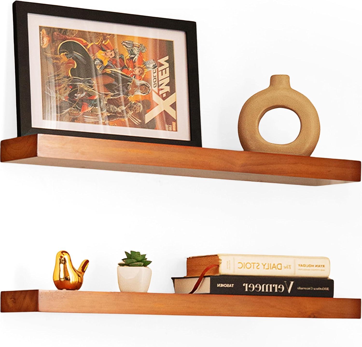 Floating Shelves Rustic Wood Wall Shelf USA Handmade | set of 2 (special walnut, 24" x 5.5")