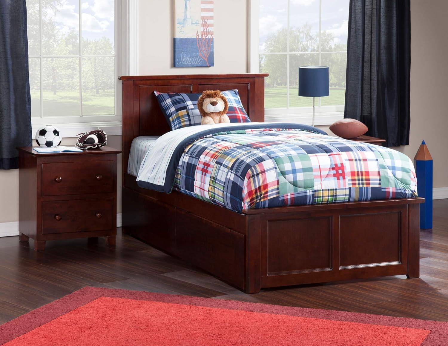 HomeStock City Chic Platform Bed With Matching Foot Board With 2 Urban Bed Drawers,walnut