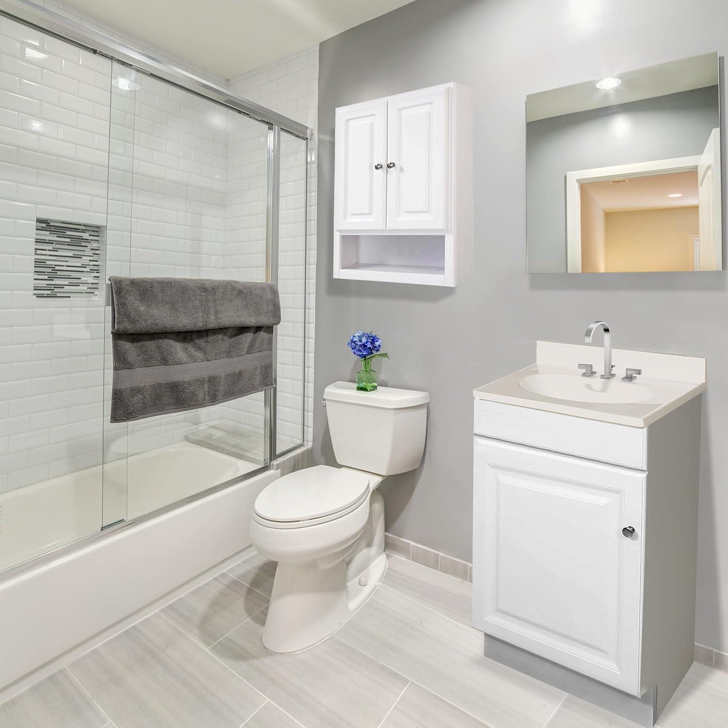 White Cultured Marble Vanity Top with Integrated Backsplash, 19x17