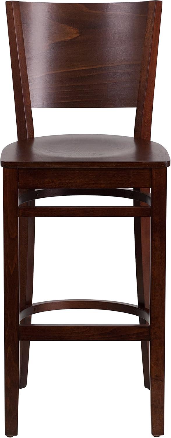 Flash Furniture Lacey Series Solid Back Walnut Wood Restaurant Barstool