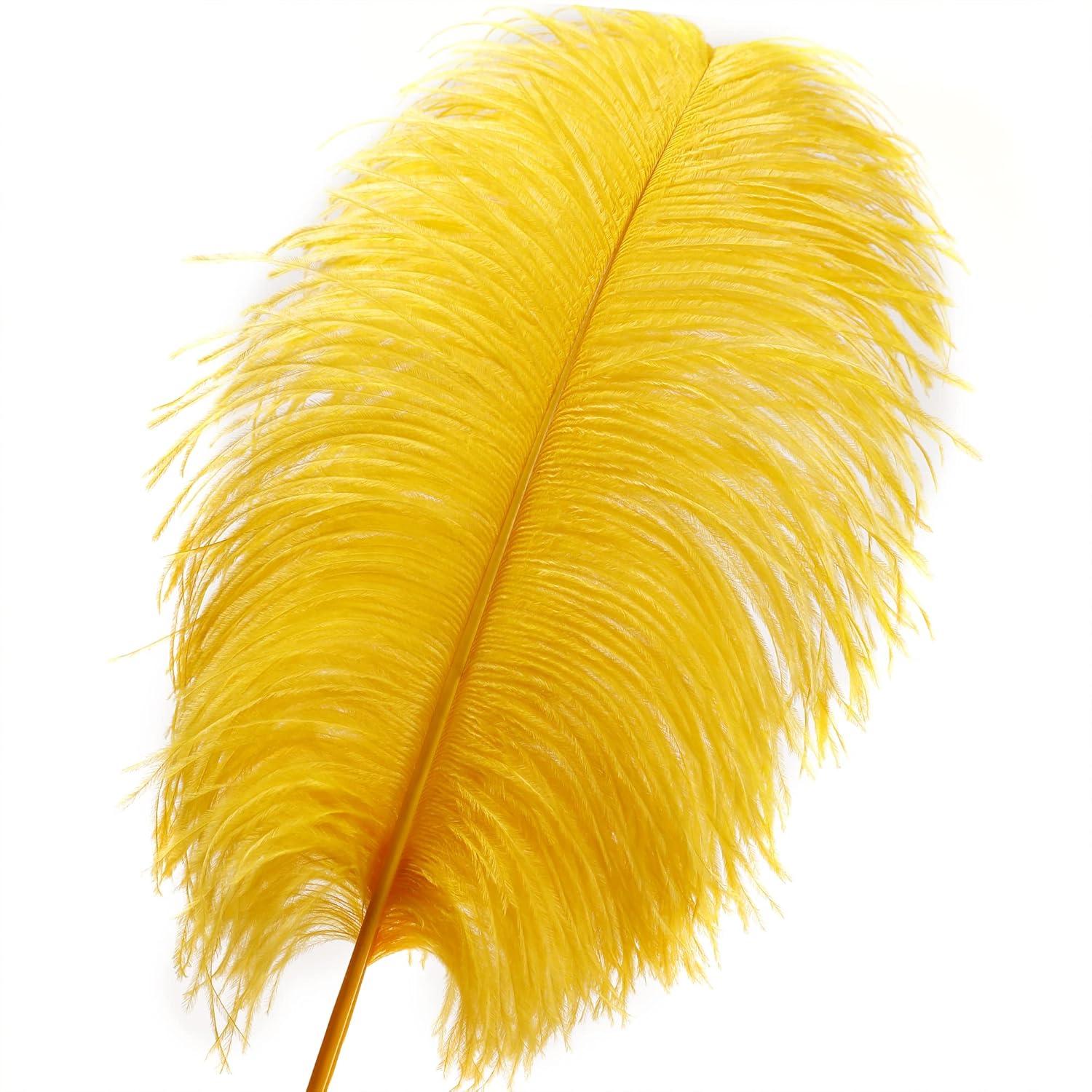 Larryhot Yellow Big Ostrich Feathers - 10pcs 16-18 inch for Vase,Wedding Centerpieces and Carnival Party(Yellow)