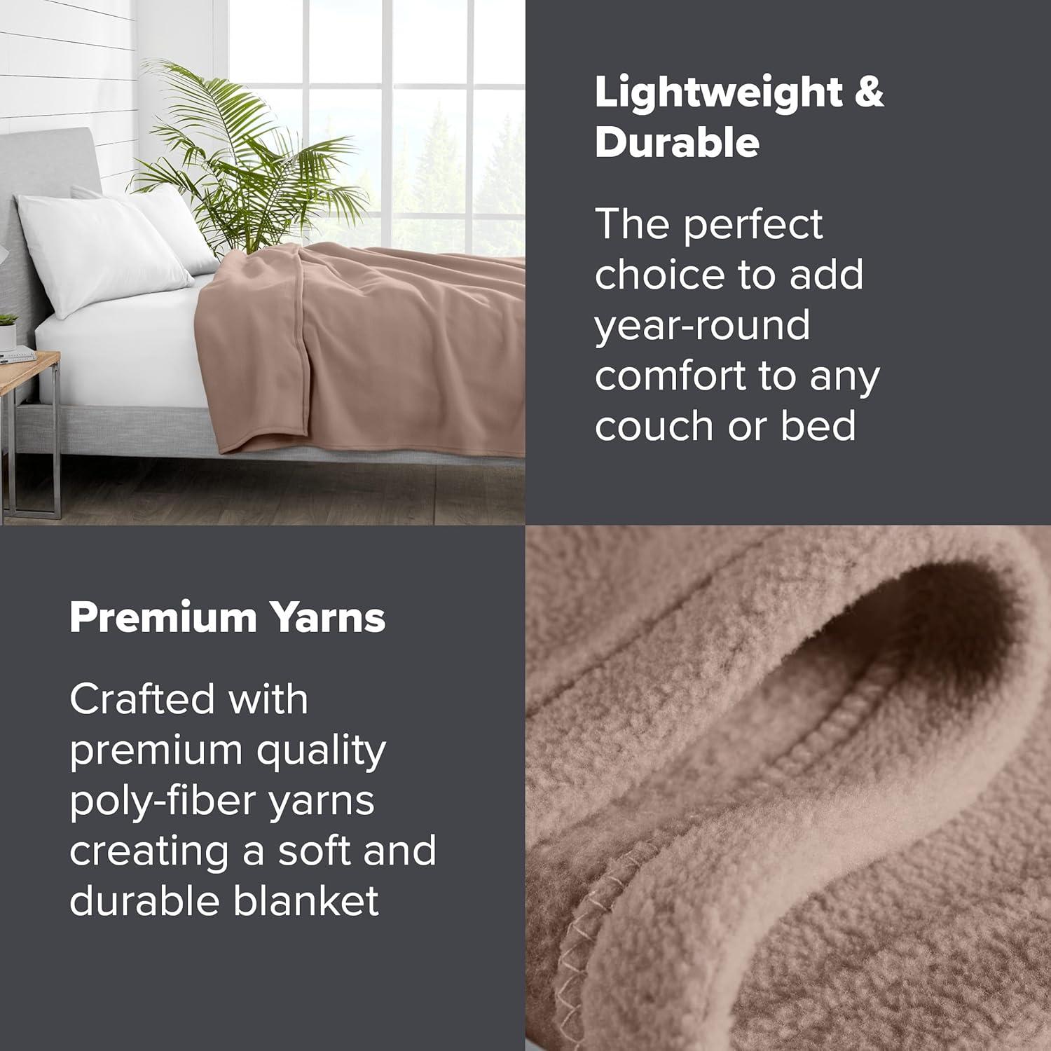 Lightweight Polar Fleece Blanket by Bare Home