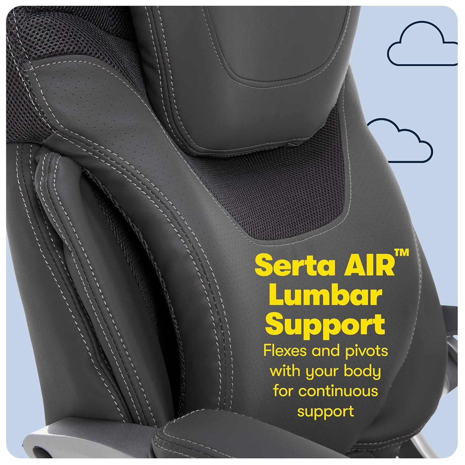 Serta Bryce Executive Office Chair with Patented AIR Lumbar Technology and Layered Body Pillows