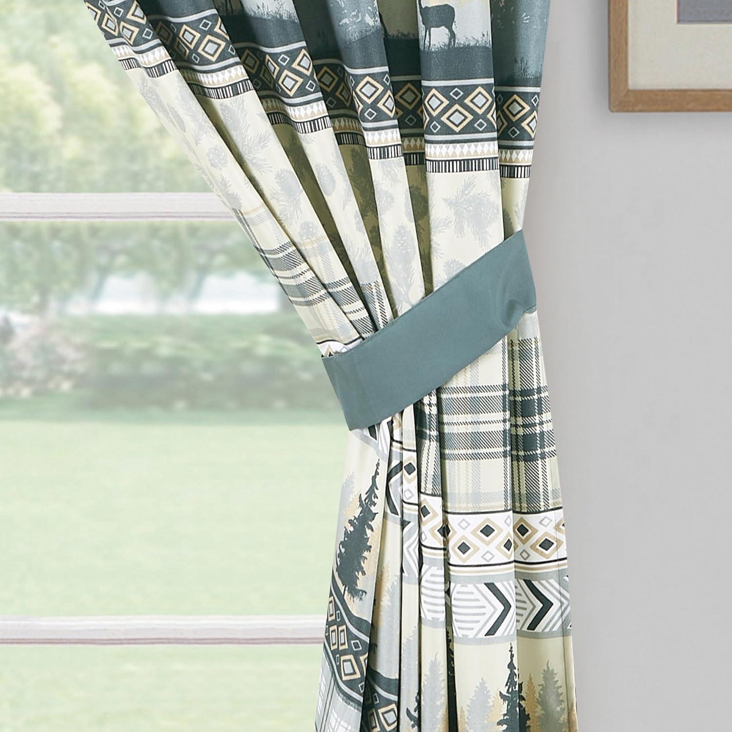 Chezmoi Collection Lake Northwest Cabin Lodge Window Curtain Set (Set of 2)