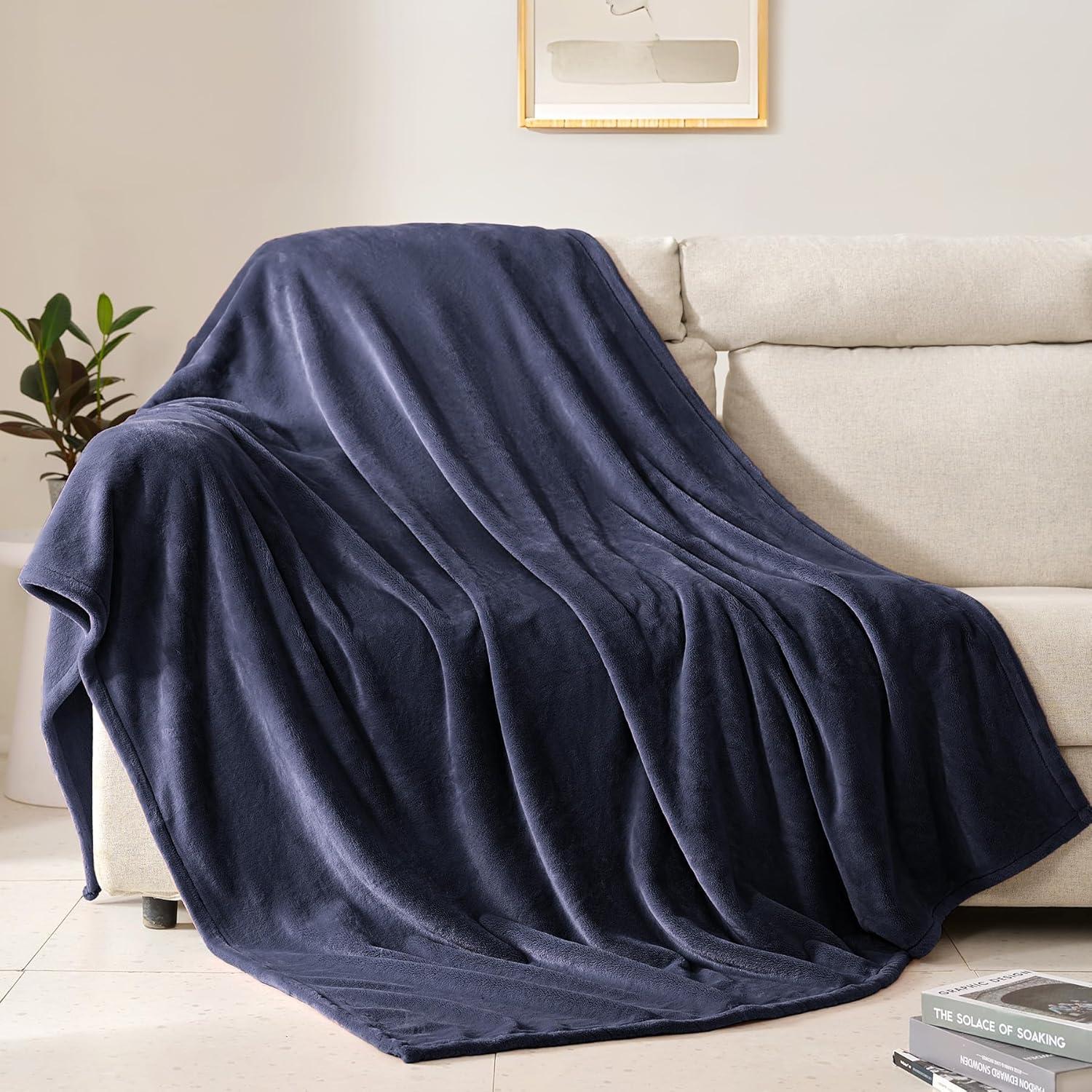 PAVILIA Luxury Fleece Blanket Throw for Bed, Soft Lightweight Plush Flannel Blanket for Sofa Couch