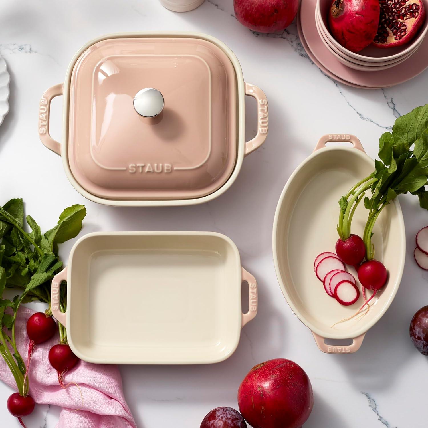 Staub Staub Ceramic 4-Pc Baking Pans Set, Casserole Dish With Lid, Brownie Pan,