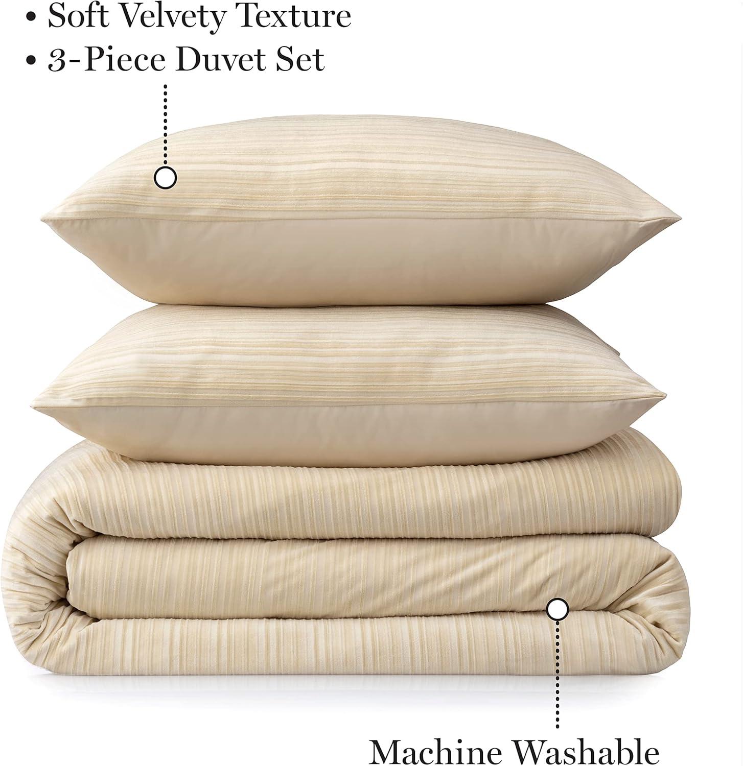 Martha Stewart  100% Cotton Luxury King 3Pc Duvet Set 1 Duvet Cover 2 Pillow Shams