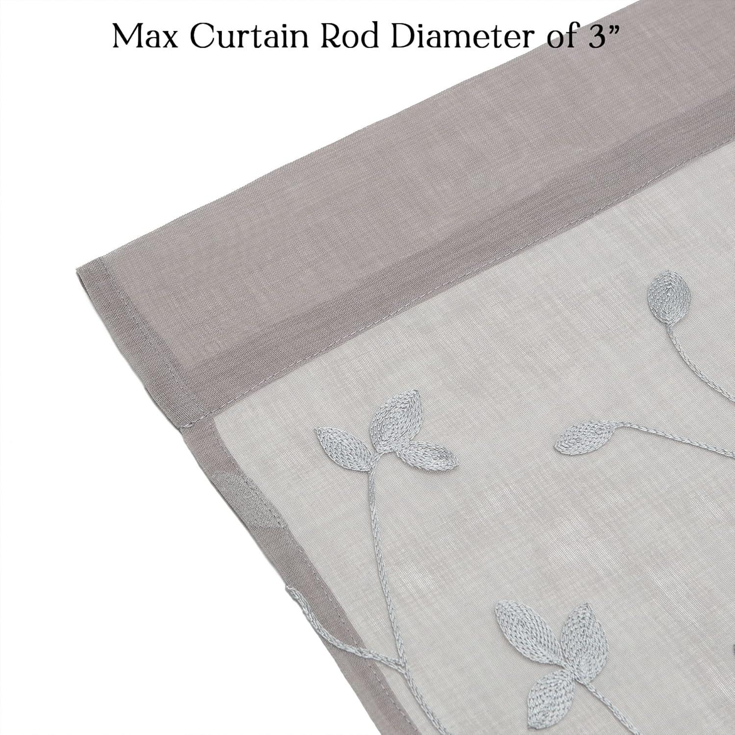 Chanasya 2pk Embroidered Vine Sheer Window Curtain Panels - Set of 2 - 52 x 96 Inches Long - Taupe