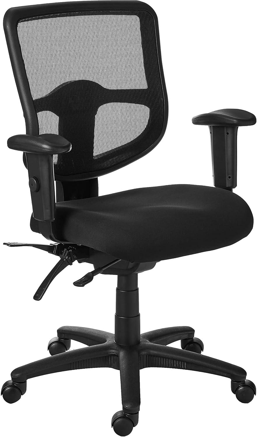 Ergonomic Black Mesh and Fabric Task Chair with Adjustable Arms