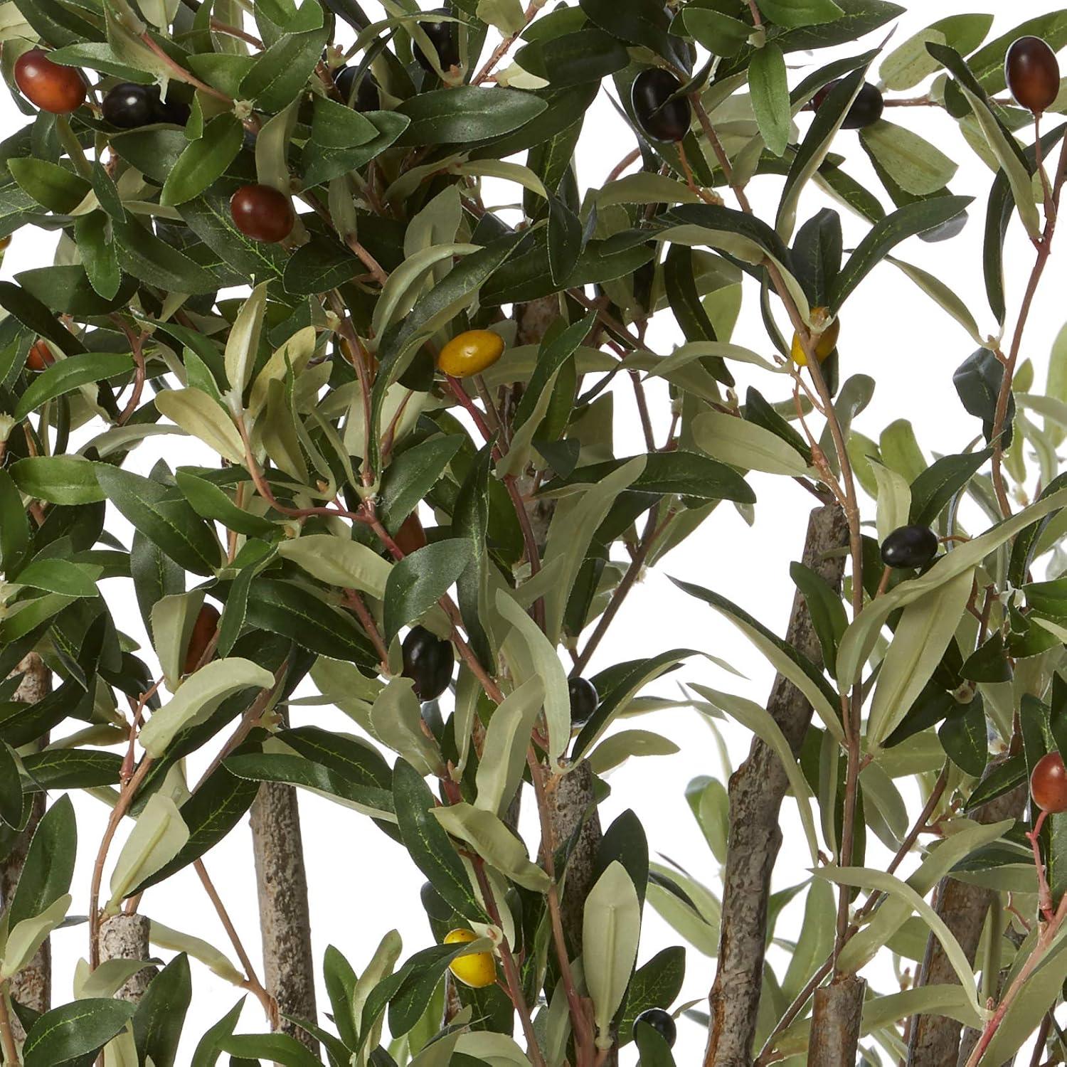 Nearly Natural 6-ft Olive Artificial Tree in White Tower Planter