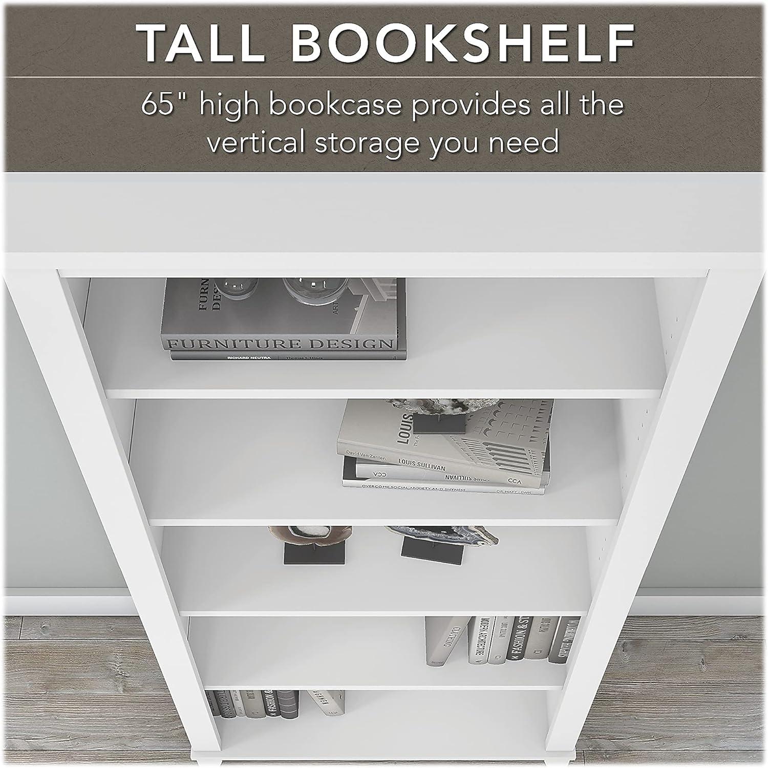 Bush Furniture Somerset 5 Shelf Tall Bookcase in White Finish