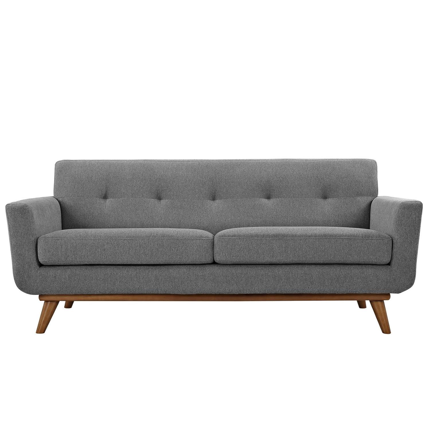 Engage Performance Velvet Loveseat Gray - Modway: Upholstered Rubberwood Frame, 2-Seater for Living Room