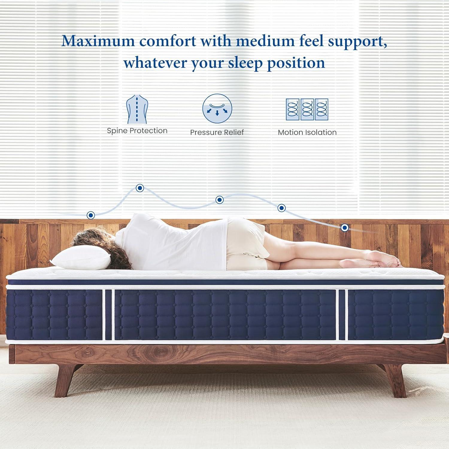 Twin XL Mattress, Coolvie 10 inch Hybrid Mattress in a Box, Medium Firm, Multiple sizes