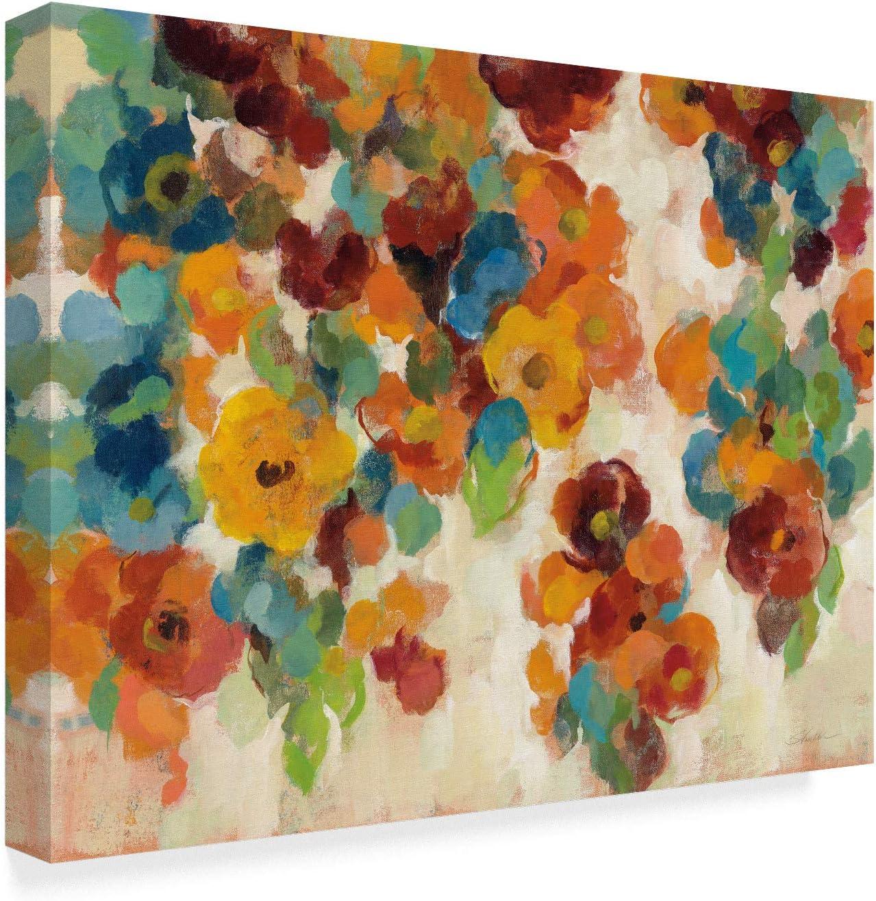 Trademark Fine Art - Silvia Vassileva 'Spice And Turquoise Florals' Canvas Art - 24x32