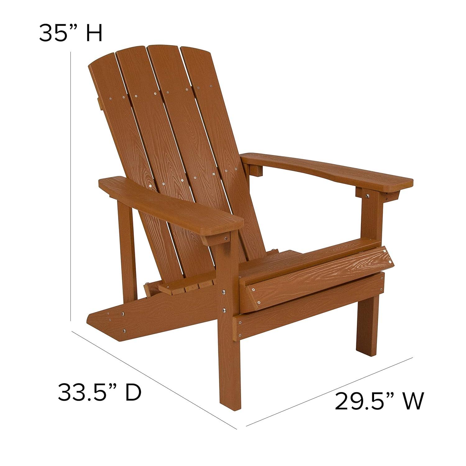 Flash Furniture Charlestown All-Weather Poly Resin Wood Adirondack Chair in Teak