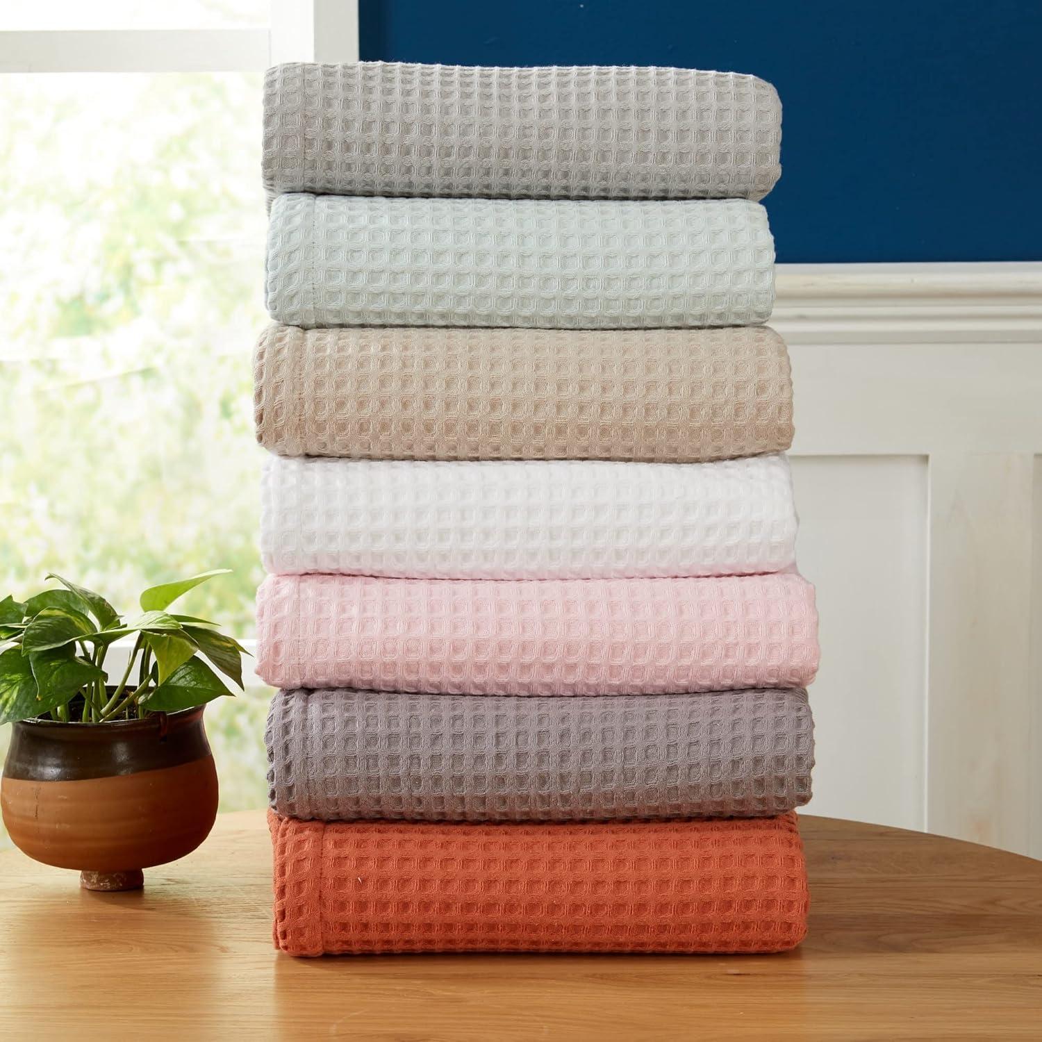 Market & Place 100% Cotton Waffle Weave Bed Blanket King White