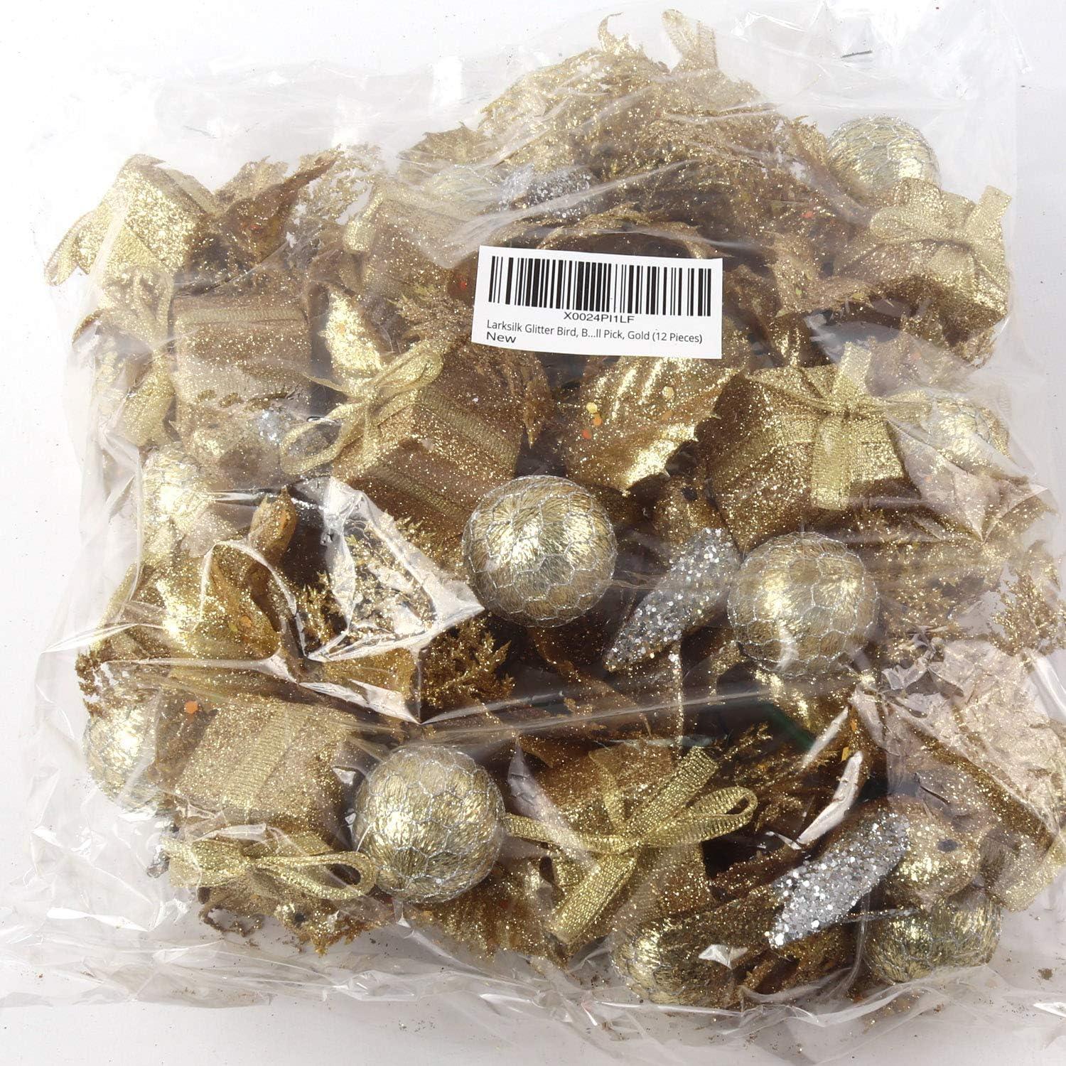 12 Picks Gold Glitter Christmas Tree Picks Decoration