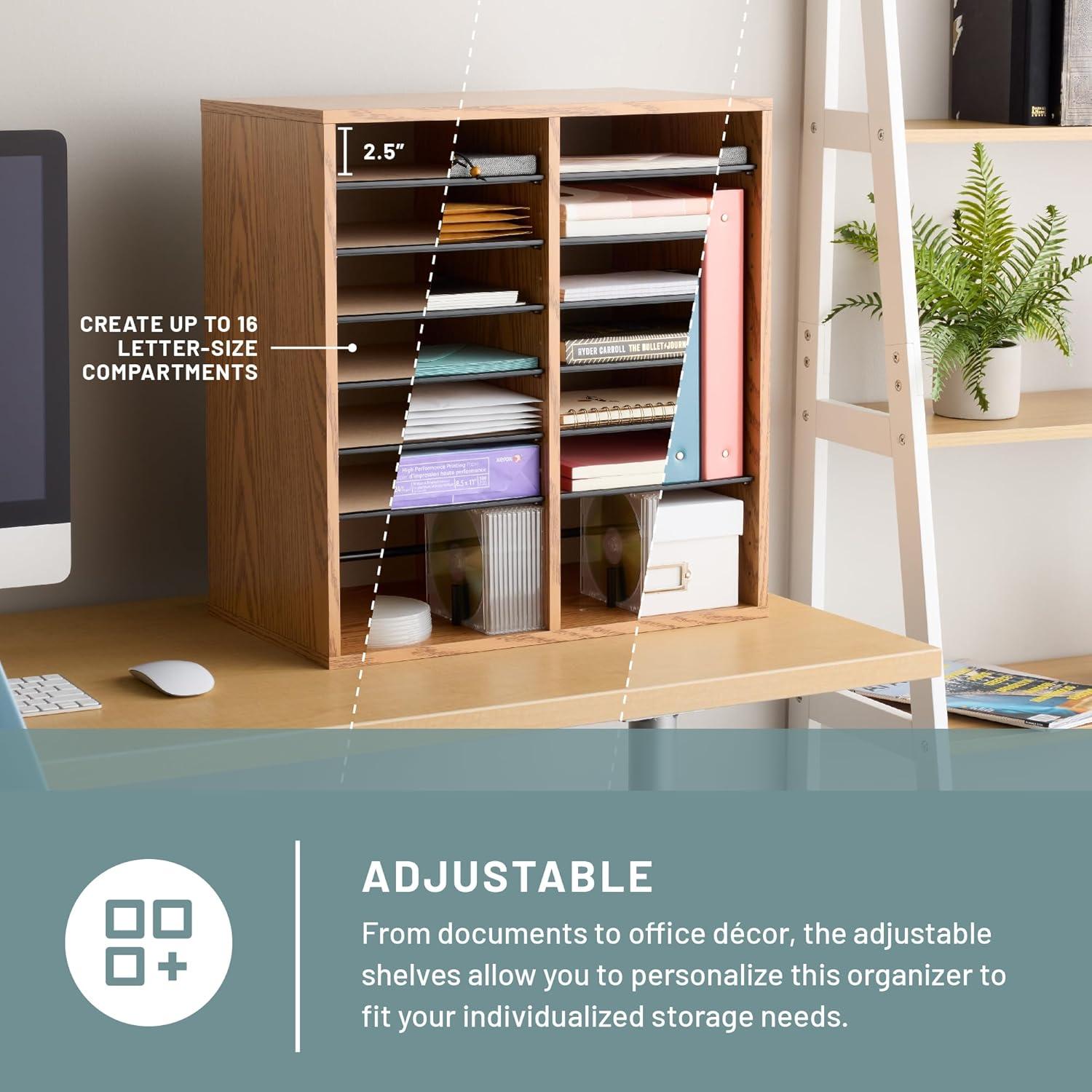 Small Adjustable-Compartment Literature Organizer