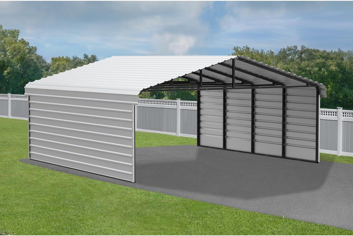 Arrow Arrow Steel Carport with 2 Side Wall Kits, 20x20x09