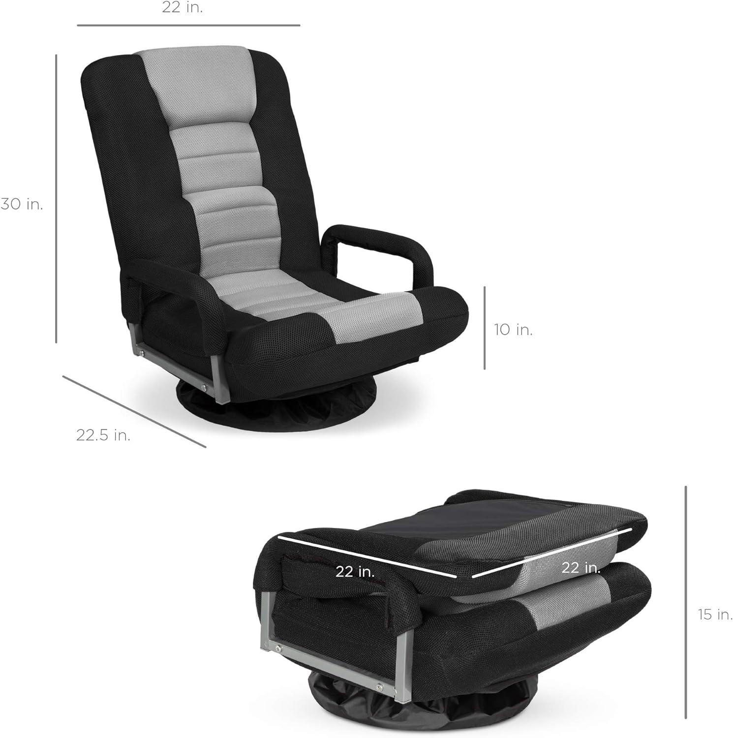 Best Choice Products 360-Degree Swivel Gaming Floor Chair w/ Armrest Handles, Foldable Adjustable Back