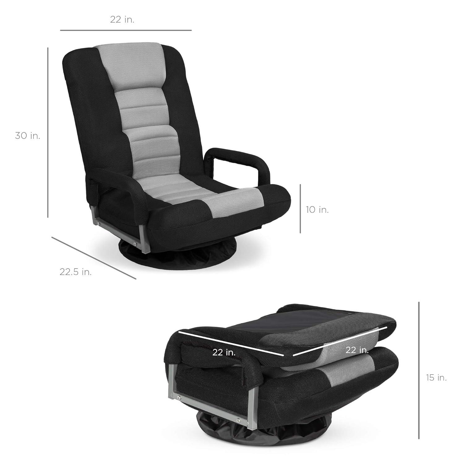 Trule Alba 360-Degree Swivel Gaming Floor Chair w/ Armrest Handles, Foldable Adjustable Back