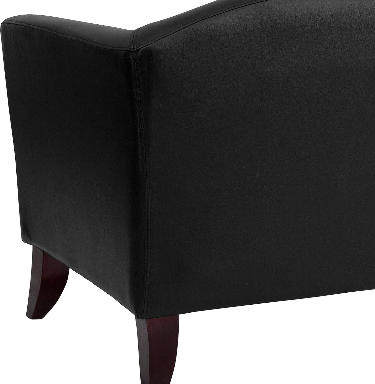 Hercules Imperial Luxe Black Leather Reception Chair with Wood Frame