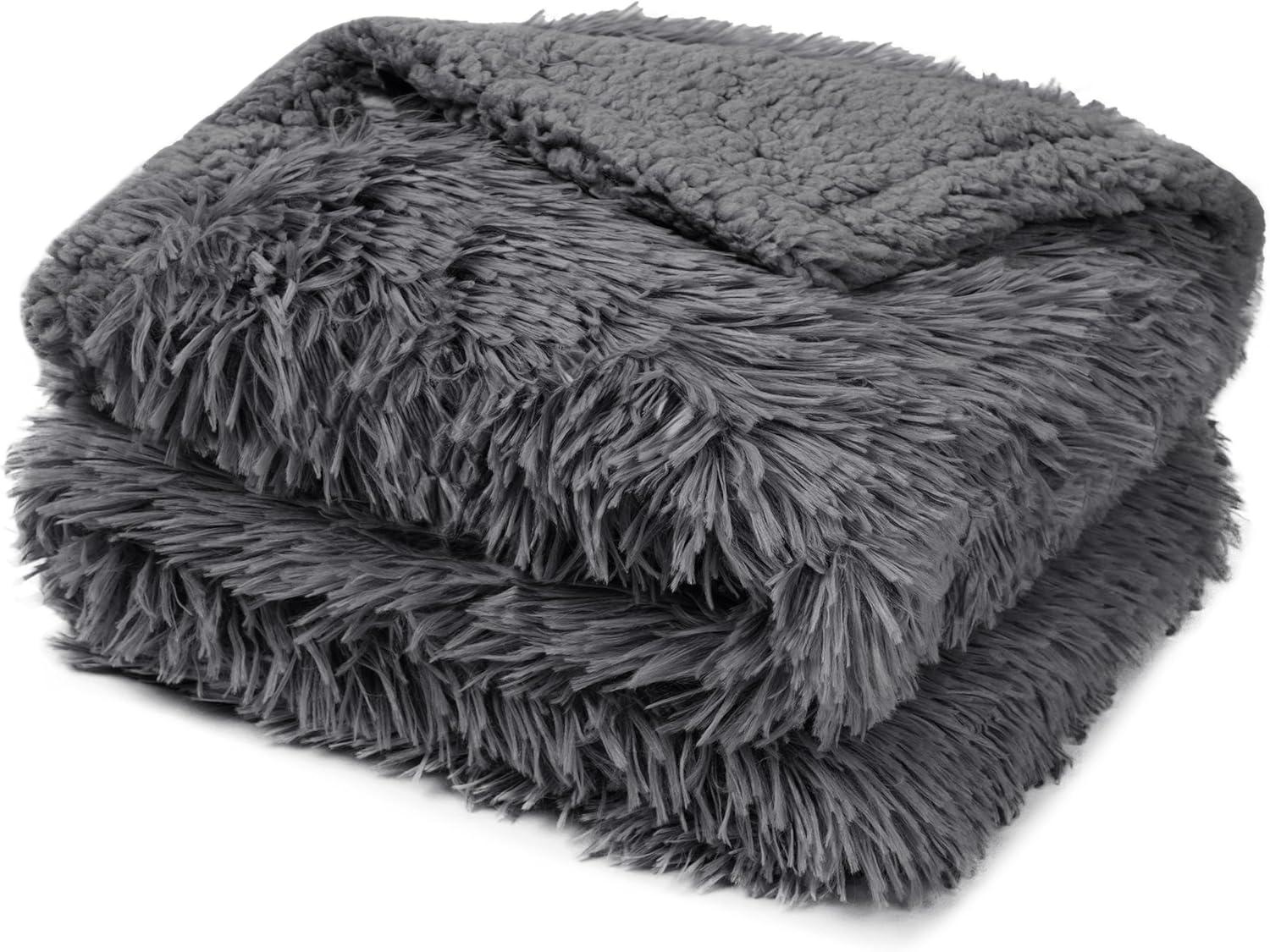 PetAmi Waterproof Dog Blanket For Small Medium Dog, Puppy Pet Blanket Couch Cover Protection, Sherpa Fleece Fuzzy Cat Blanket Throw Sofa Bed Furniture Protector Reversible Soft Fluffy, 29x40 Gray