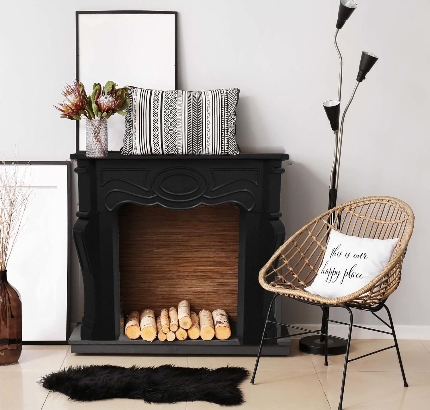 Storied Home Victorian Decorative Fireplace Mantel Black: Wall Mount, Fir Wood & MDF Frame, No Heat Output