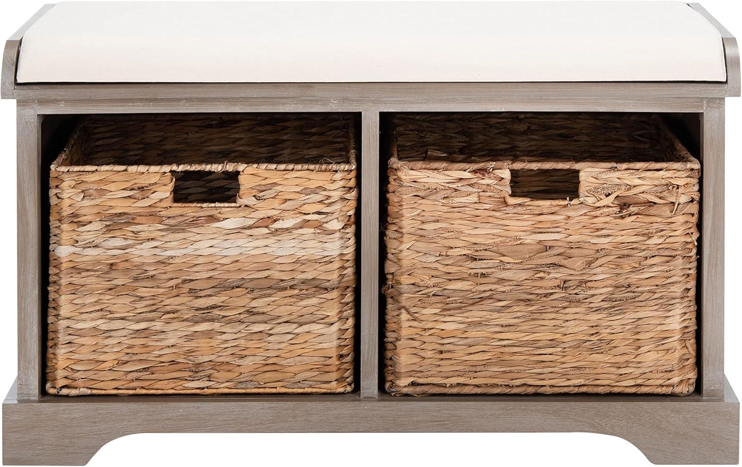 Freddy Wicker Storage Bench - AMH5736 - White Wash - Safavieh