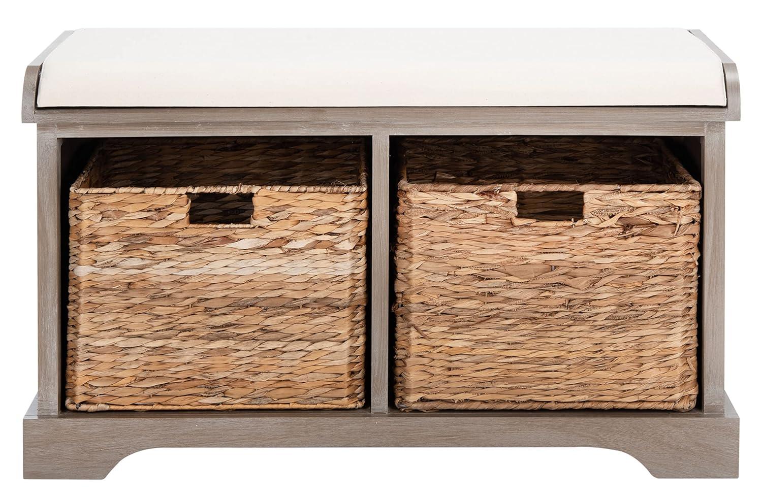 Freddy Wicker Storage Bench - AMH5736 - White Wash - Safavieh
