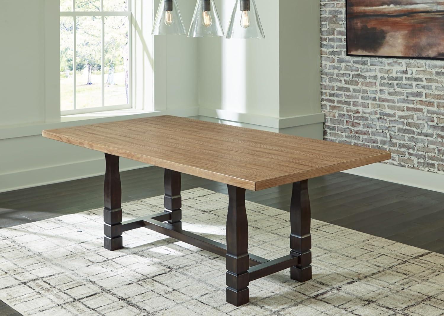 Charterton Rectangular Reclaimed Wood Dining Table, Dark and Light Brown