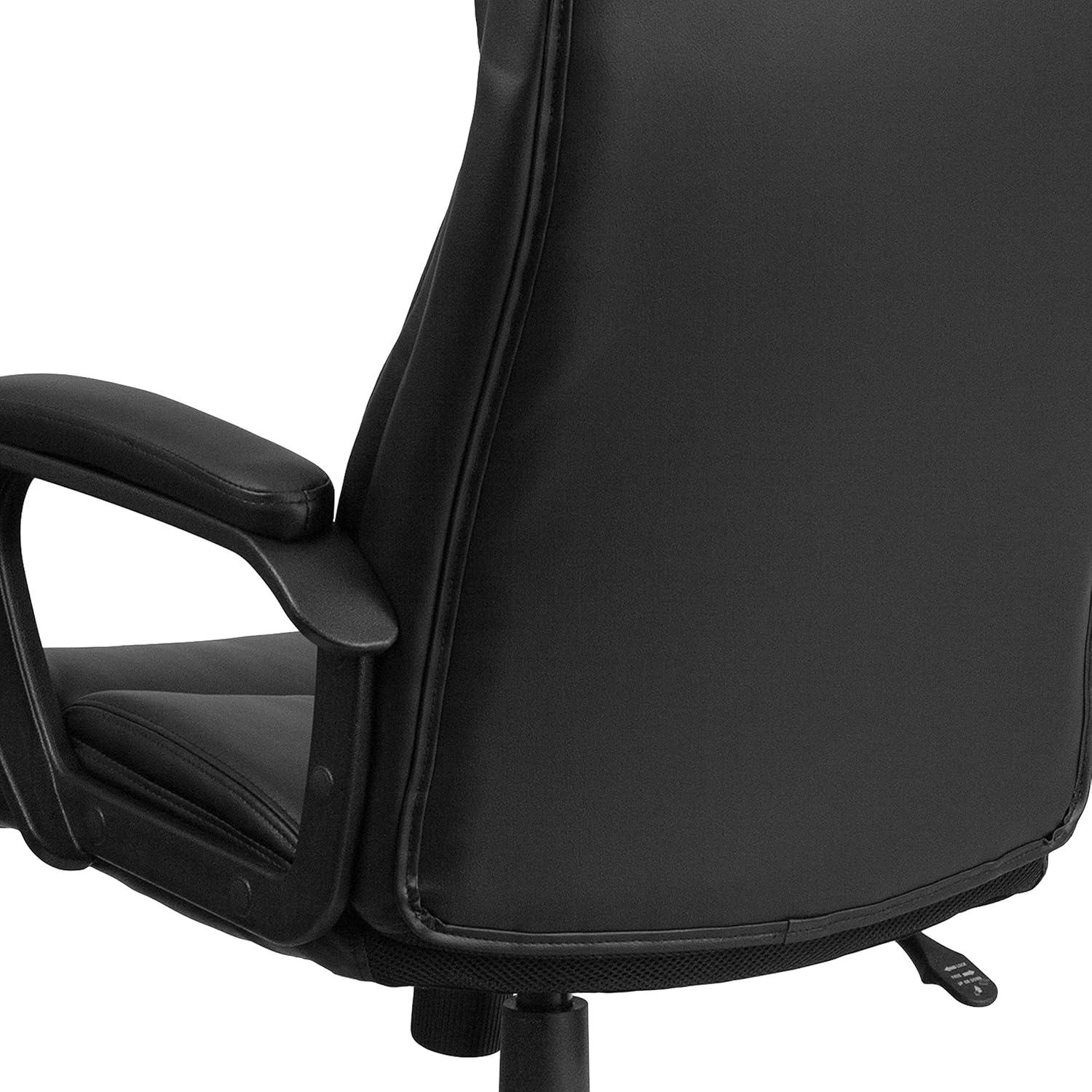 Flash Furniture Raya High Back Black LeatherSoft Executive Swivel Office Chair with Slight Mesh Accent and Arms