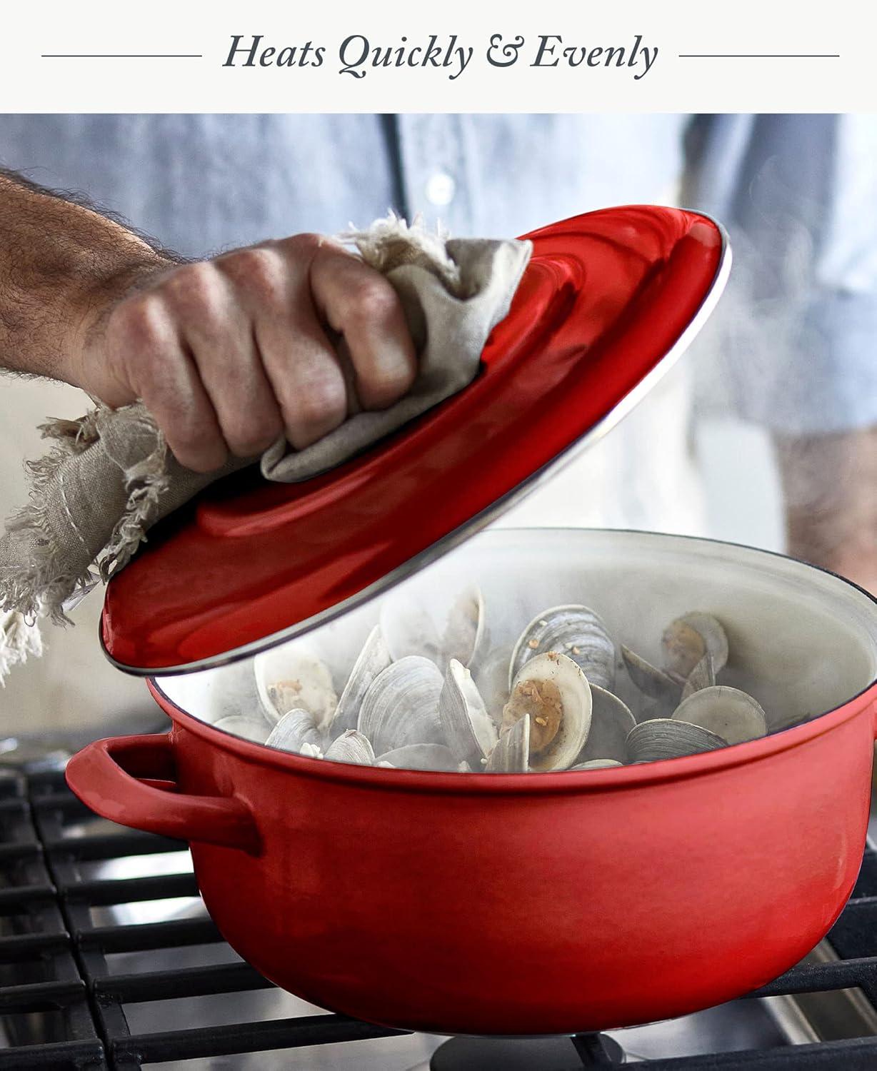 Merten and Storck Merten And Storck 7 Quarts Non-Stick Enameled Cast Iron Round Dutch Oven